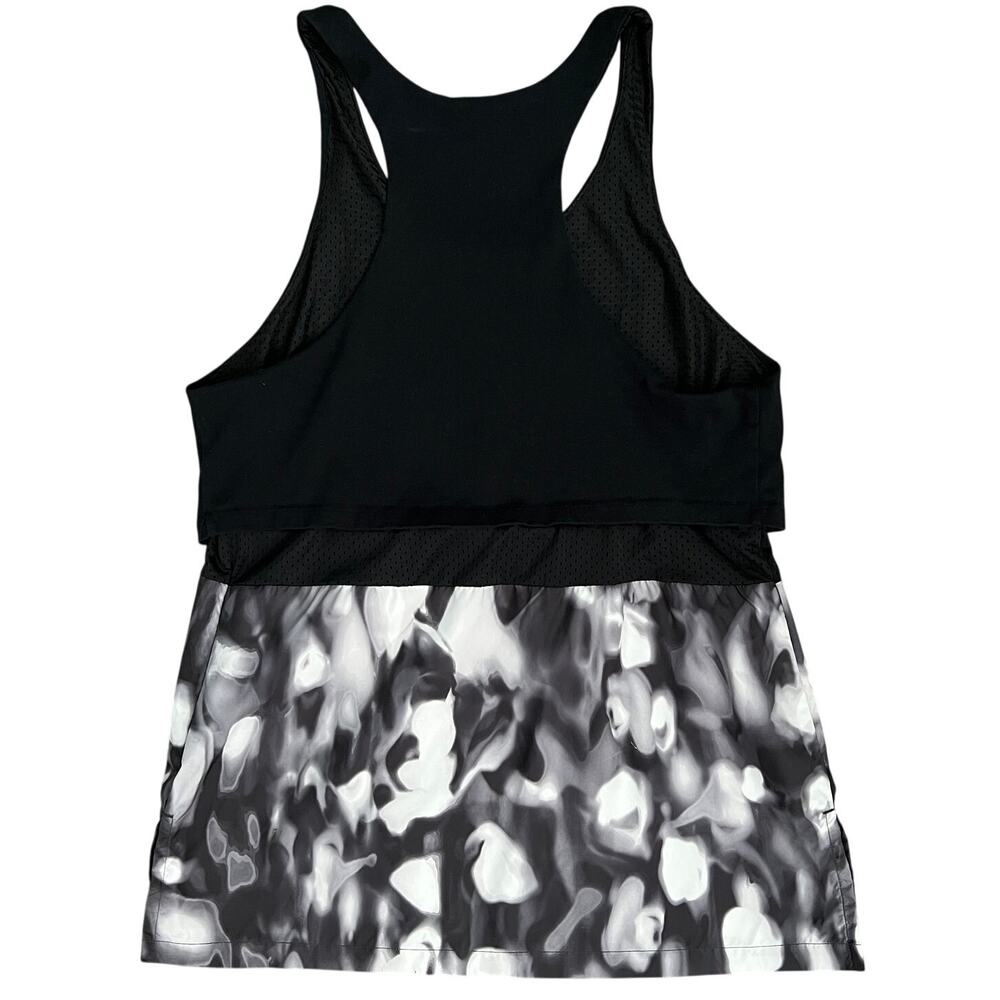 Nike Y2K Black Layered Mesh Detail Racerback Sport Tank Top White Swoosh Size M - Picture 6 of 8